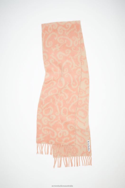 Monogram jacquard scarf Pink/Light Pink Acne Studios R66LJ735 Accessories