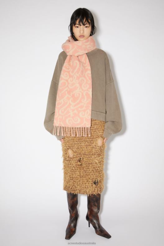 Monogram jacquard scarf Pink/Light Pink Acne Studios R66LJ735 Accessories