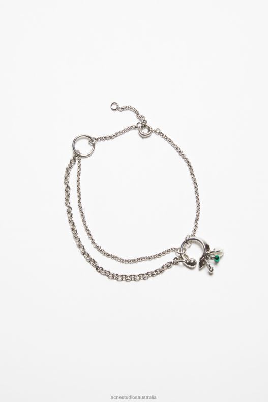 Multi-chain charm necklace Silver/Green Acne Studios R66LJ678 Accessories