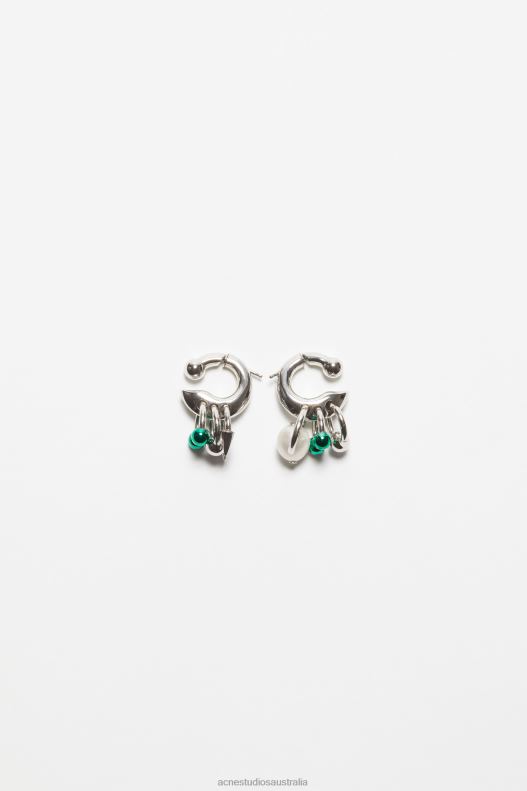 Multi charm earrings Silver/Green Acne Studios R66LJ677 Accessories