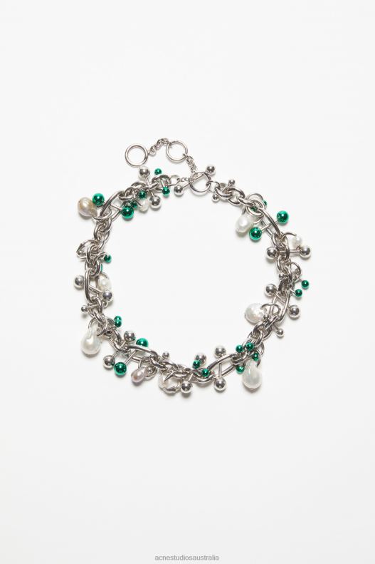 Multi charm necklace Silver/Green Acne Studios R66LJ679 Accessories