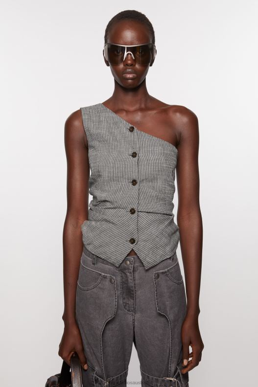 Off shoulder waistcoat top Grey Melange Acne Studios R66LJ173 Apparel