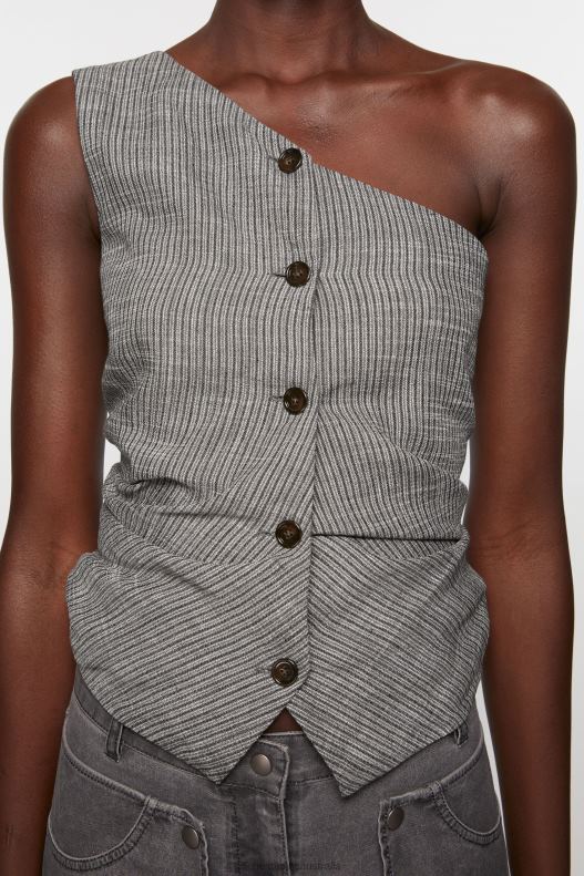 Off shoulder waistcoat top Grey Melange Acne Studios R66LJ173 Apparel