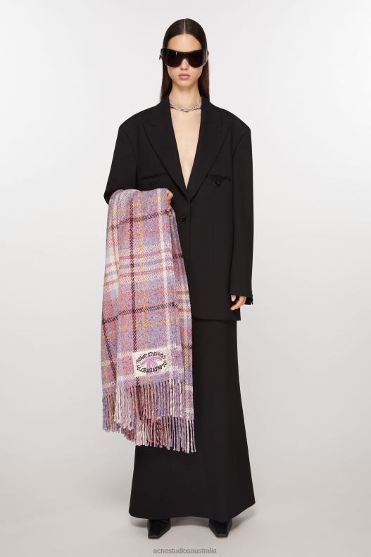 Oversized plaid scarf blanket Violet Purple Acne Studios R66LJ628 Accessories