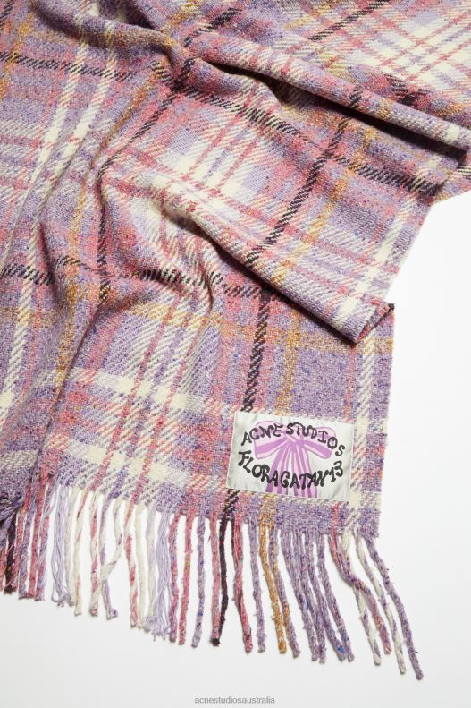 Oversized plaid scarf blanket Violet Purple Acne Studios R66LJ628 Accessories