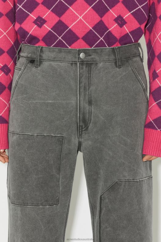 Patch canvas trousers Unisex Carbon Grey Acne Studios R66LJ1059 Apparel