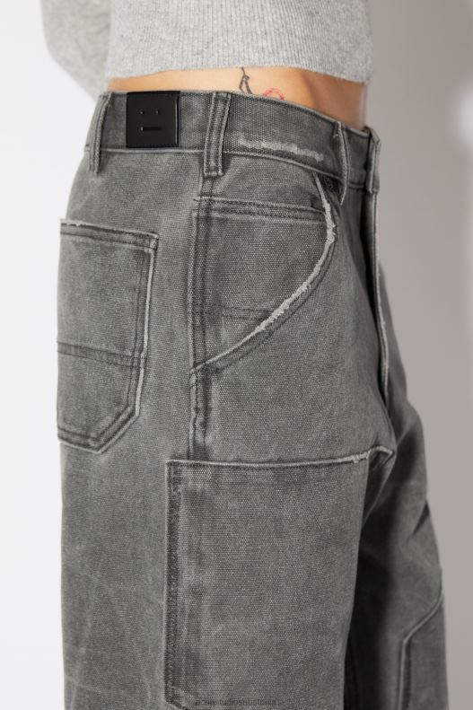 Patch canvas trousers Unisex Carbon Grey Acne Studios R66LJ310 Apparel