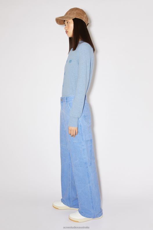 Patch canvas trousers Unisex Powder Blue Acne Studios R66LJ317 Apparel