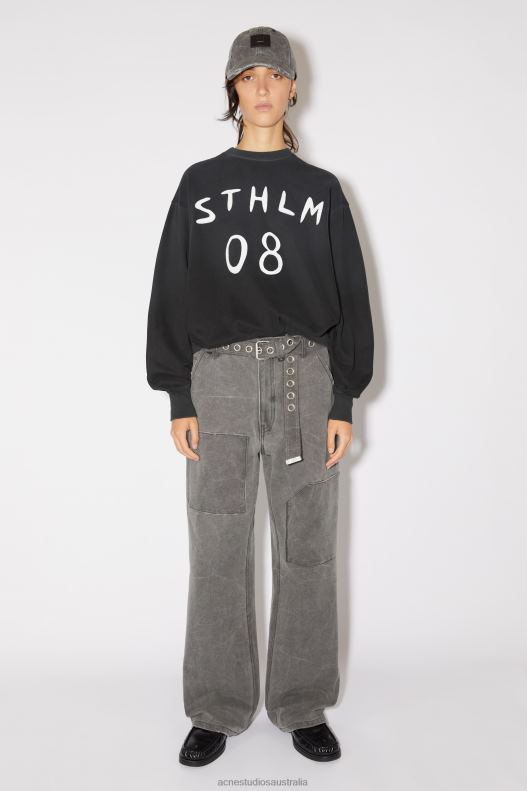 Patch print sweater - Relaxed fit Unisex Carbon Grey Acne Studios R66LJ160 Apparel