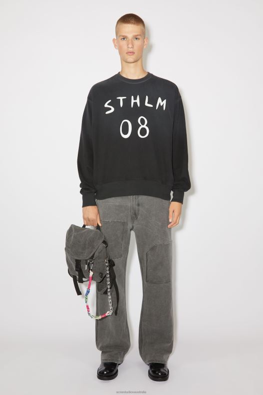 Patch print sweater - Relaxed fit Unisex Carbon Grey Acne Studios R66LJ981 Apparel