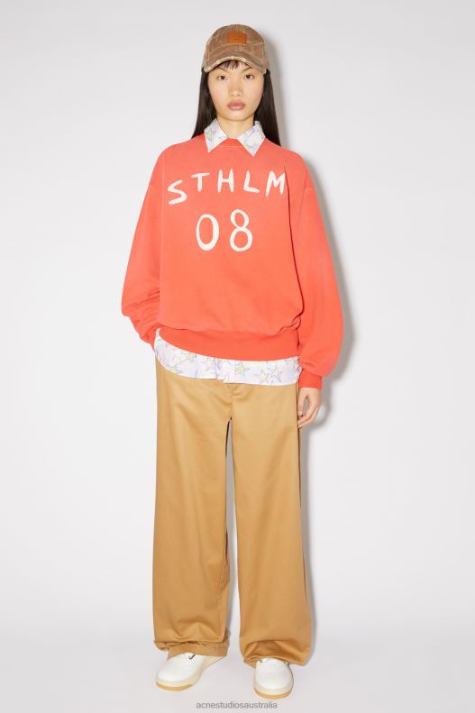 Patch print sweater - Relaxed fit Unisex Chili Orange Acne Studios R66LJ153 Apparel