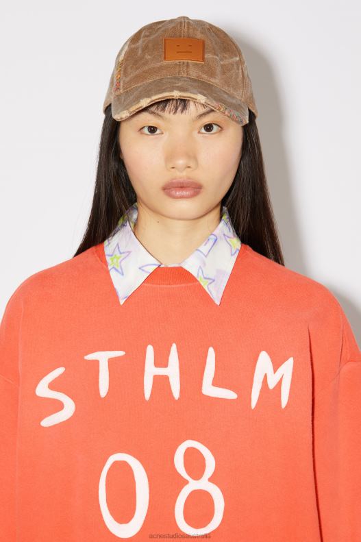 Patch print sweater - Relaxed fit Unisex Chili Orange Acne Studios R66LJ153 Apparel