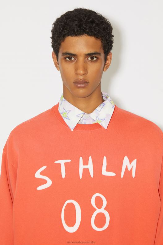 Patch print sweater - Relaxed fit Unisex Chili Orange Acne Studios R66LJ975 Apparel