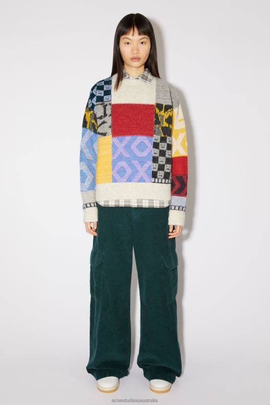 Patchwork crew neck jumper Unisex Cornflower Blue/Multi Acne Studios R66LJ92 Apparel