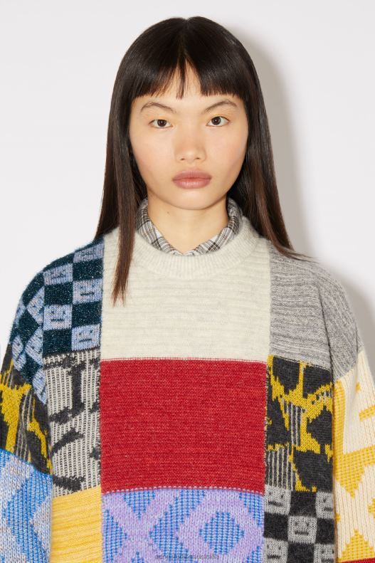 Patchwork crew neck jumper Unisex Cornflower Blue/Multi Acne Studios R66LJ92 Apparel