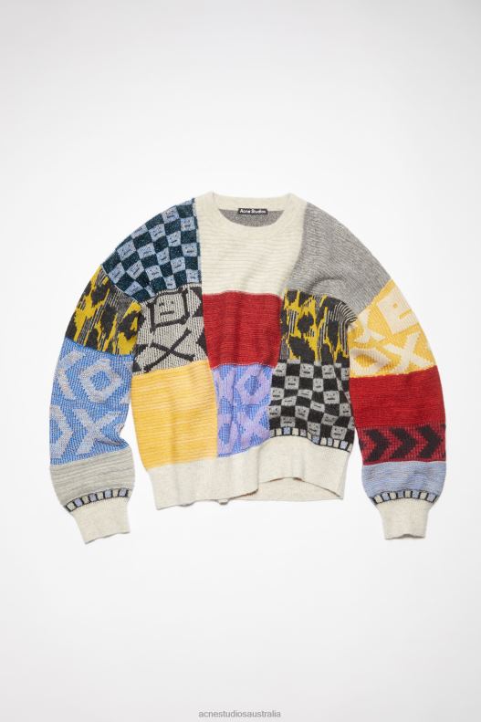 Patchwork crew neck jumper Unisex Cornflower Blue/Multi Acne Studios R66LJ92 Apparel