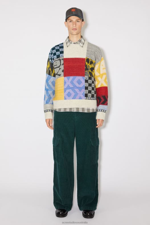 Patchwork crew neck jumper Unisex Cornflower Blue/Multi Acne Studios R66LJ935 Apparel