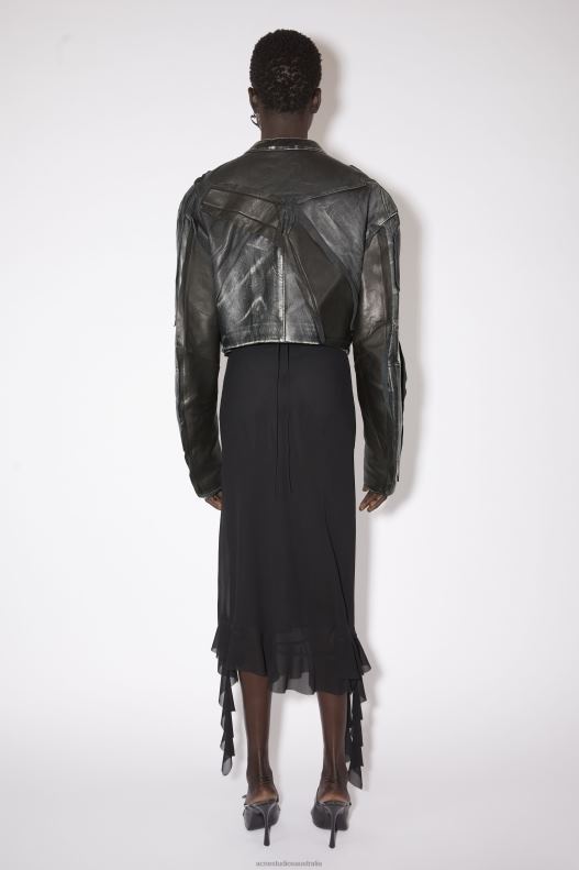 Patchwork leather biker jacket Runway Show Black Acne Studios R66LJ53 Apparel