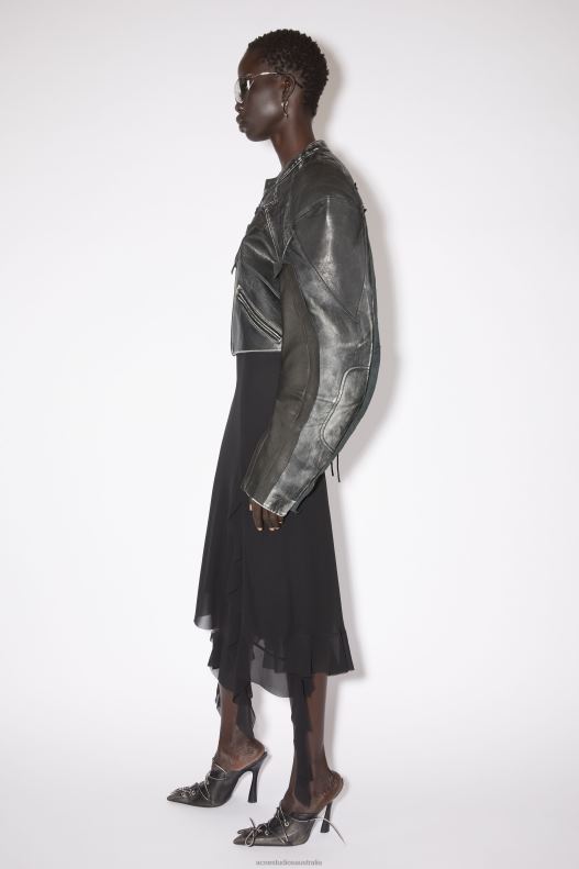 Patchwork leather biker jacket Runway Show Black Acne Studios R66LJ53 Apparel