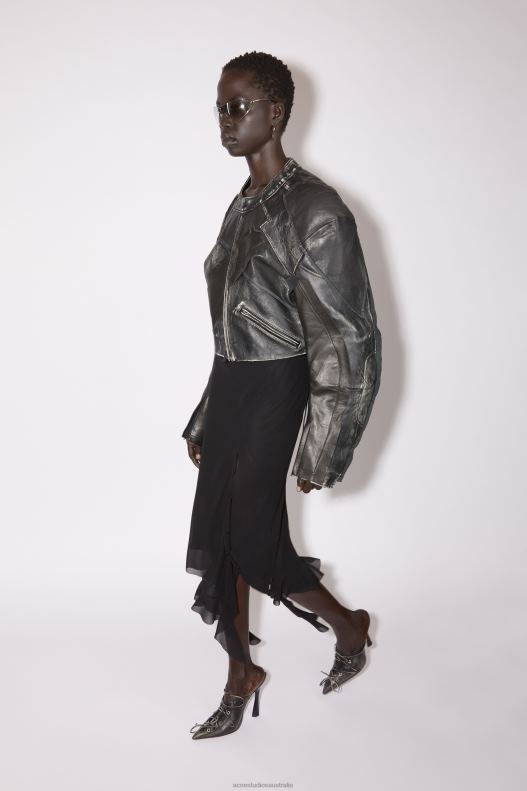 Patchwork leather biker jacket Runway Show Black Acne Studios R66LJ53 Apparel