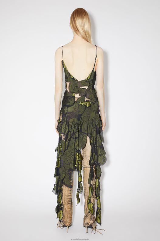 Patchwork strap dress Runway Show Black/Green Acne Studios R66LJ283 Apparel