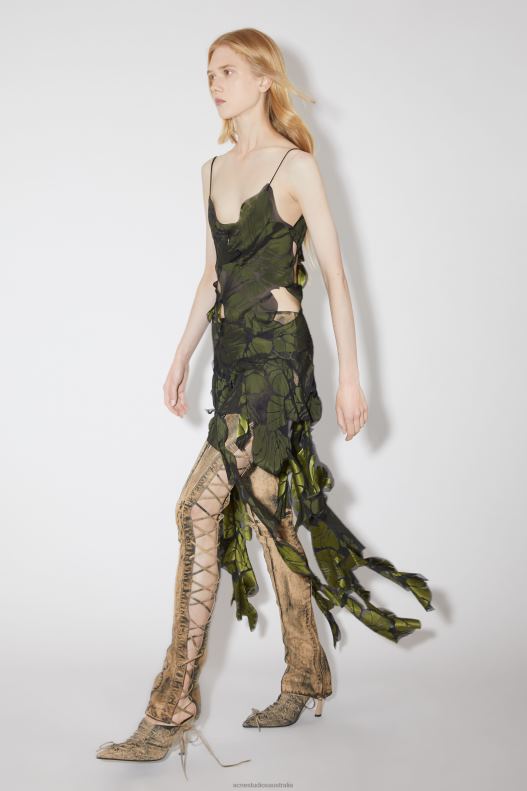 Patchwork strap dress Runway Show Black/Green Acne Studios R66LJ283 Apparel