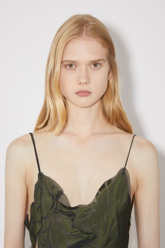 Patchwork strap dress Runway Show Black/Green Acne Studios R66LJ283 Apparel