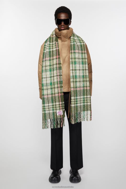 Plaid fringe scarf Green Acne Studios R66LJ572 Accessories