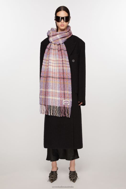 Plaid fringe scarf Violet Purple Acne Studios R66LJ629 Accessories