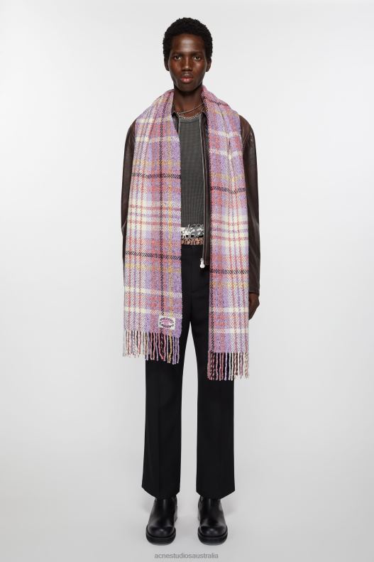 Plaid fringe scarf Violet Purple Acne Studios R66LJ629 Accessories