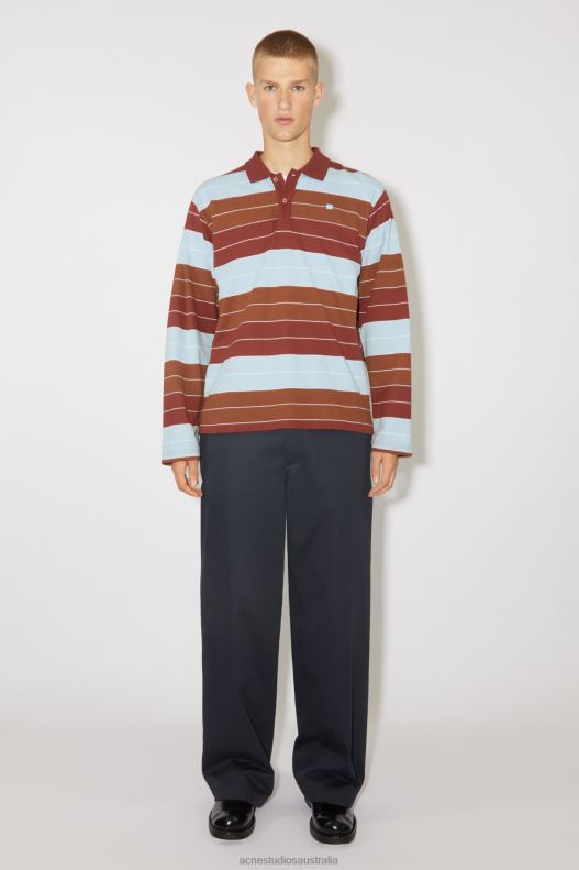 Polo long sleeve t-shirt - Relaxed fit Unisex Deep Red/Dusty Blue Acne Studios R66LJ1141 Apparel