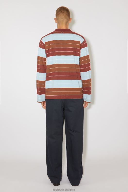 Polo long sleeve t-shirt - Relaxed fit Unisex Deep Red/Dusty Blue Acne Studios R66LJ1141 Apparel