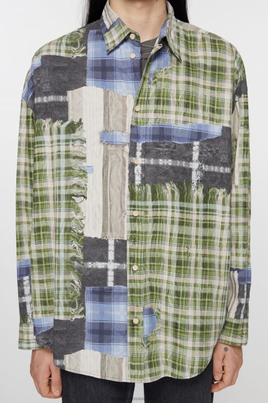 Print button-up shirt Green Multi Acne Studios R66LJ985 Apparel