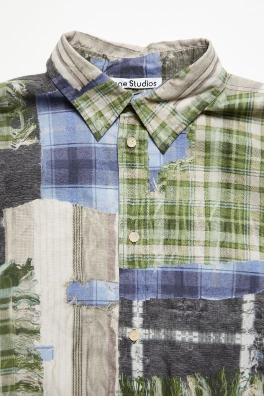 Print button-up shirt Green Multi Acne Studios R66LJ985 Apparel