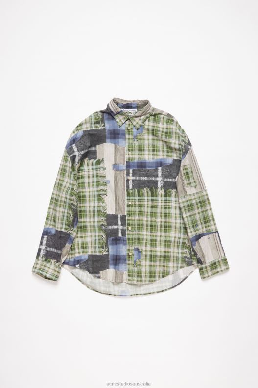 Print button-up shirt Green Multi Acne Studios R66LJ985 Apparel