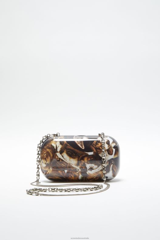 Print clutch bag Cognac Brown Multi Acne Studios R66LJ620 Accessories