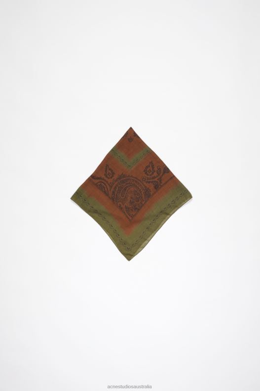 Print light wool scarf Khaki Green/Rust Orange Acne Studios R66LJ600 Accessories