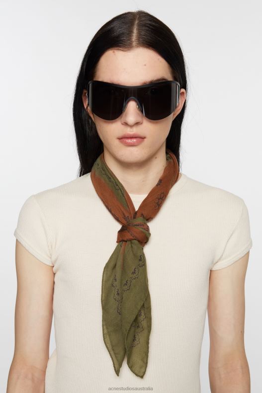 Print light wool scarf Khaki Green/Rust Orange Acne Studios R66LJ600 Accessories