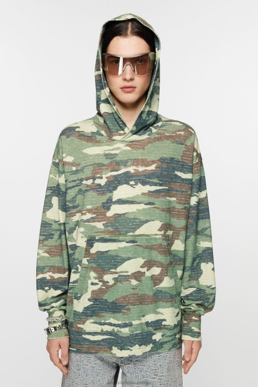 Print logo hoodie Khaki Green Acne Studios R66LJ964 Apparel