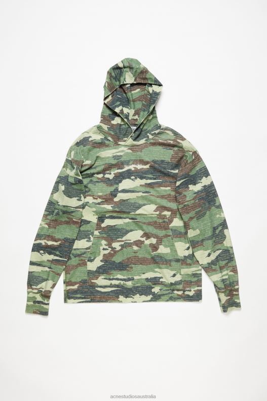 Print logo hoodie Khaki Green Acne Studios R66LJ964 Apparel