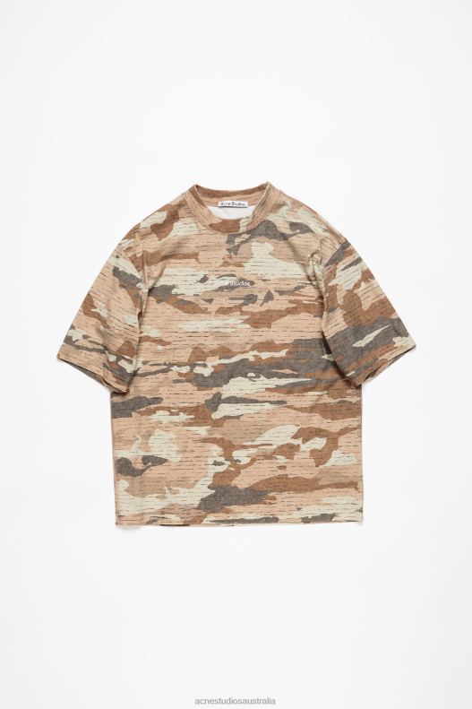 Print logo t-shirt Cacao Brown Acne Studios R66LJ1107 Apparel