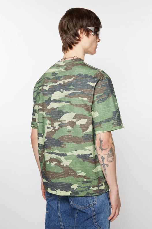 Print logo t-shirt Khaki Green Acne Studios R66LJ1095 Apparel