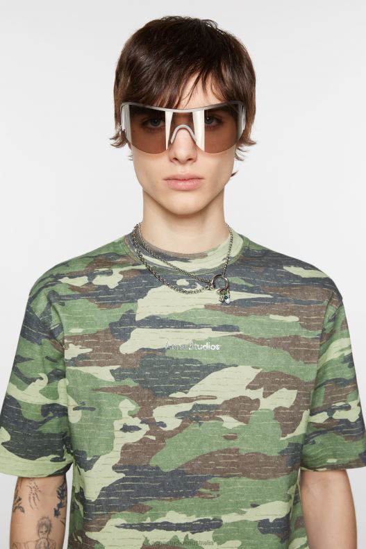 Print logo t-shirt Khaki Green Acne Studios R66LJ1095 Apparel