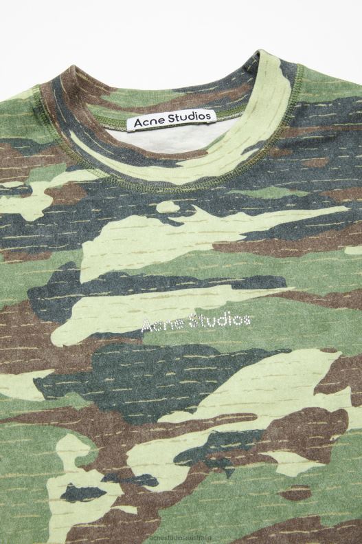 Print logo t-shirt Khaki Green Acne Studios R66LJ1095 Apparel