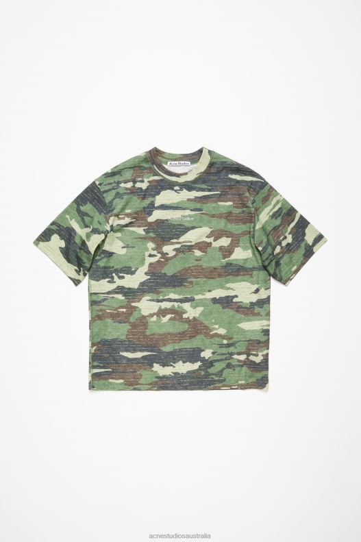 Print logo t-shirt Khaki Green Acne Studios R66LJ1095 Apparel