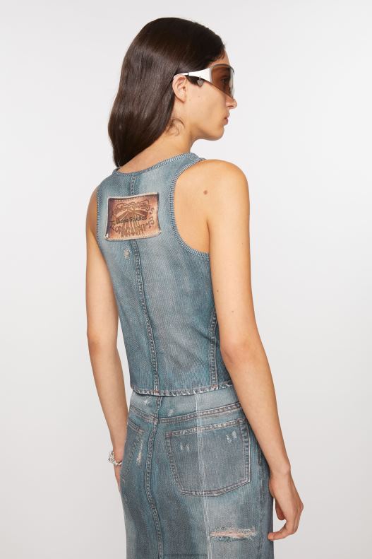 Print tank top Denim Blue Acne Studios R66LJ363 Apparel