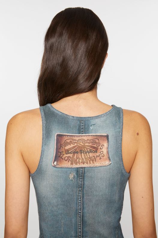 Print tank top Denim Blue Acne Studios R66LJ363 Apparel