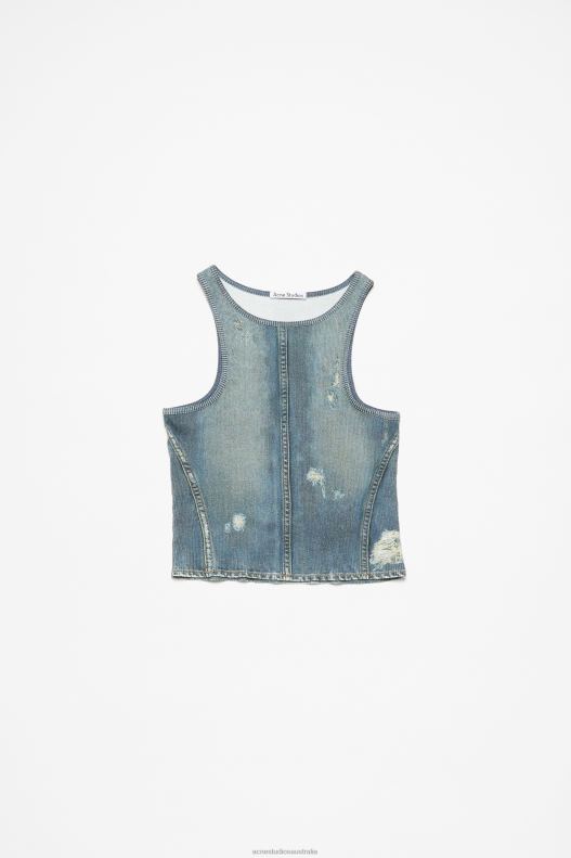 Print tank top Denim Blue Acne Studios R66LJ363 Apparel