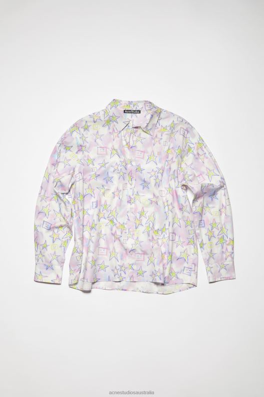 Printed button-up shirt Unisex Pale Pink/Multi Acne Studios R66LJ1003 Apparel