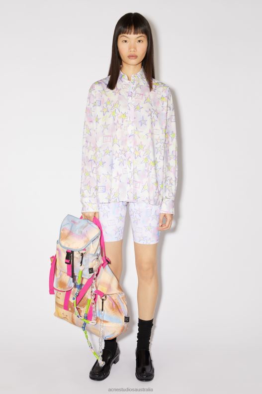 Printed button-up shirt Unisex Pale Pink/Multi Acne Studios R66LJ179 Apparel